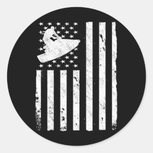Jet Ski American Usa Flag Jetski Classic Round Sticker