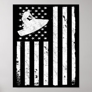 Jet Ski American Usa Flag Jetski Poster