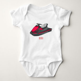 Jet ski cartoon illustration baby bodysuit