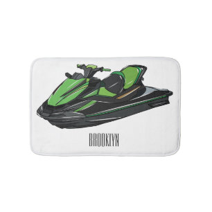 Jet ski cartoon illustration bath mat