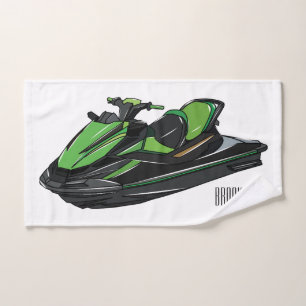 Jet ski cartoon illustration bath towel set