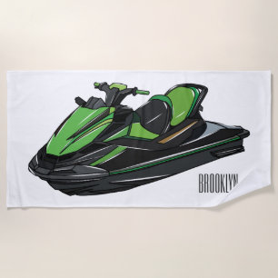 Jet ski cartoon illustration beach towel