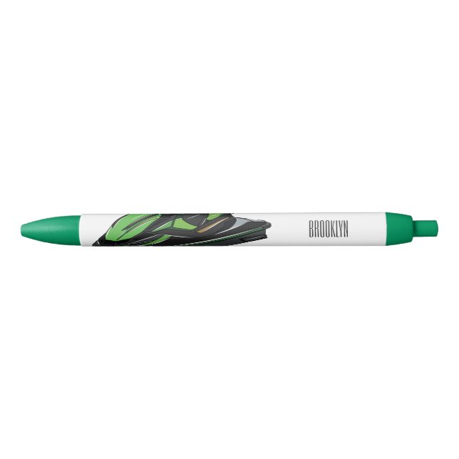 Jet ski cartoon illustration black ink pen (Front)