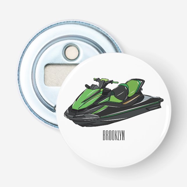 Jet ski cartoon illustration bottle opener (Front)