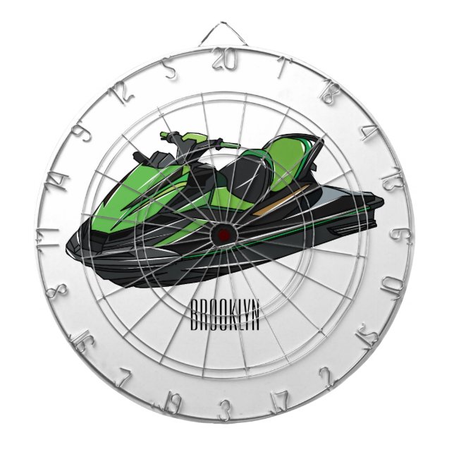 Jet ski cartoon illustration dartboard (Front)