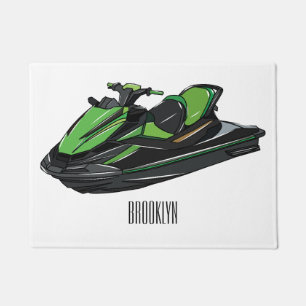 Jet ski cartoon illustration doormat