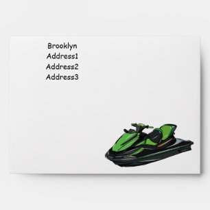 Jet ski cartoon illustration envelope