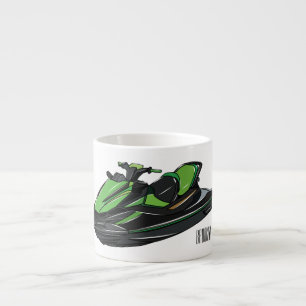Jet ski cartoon illustration espresso cup