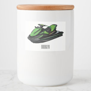 Jet ski cartoon illustration food label