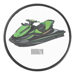 Jet ski cartoon illustration hockey puck