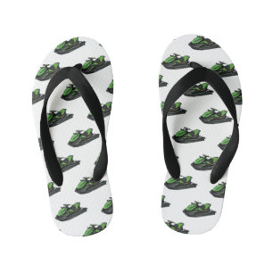 Jet ski cartoon illustration kid's jandals