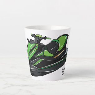 Jet ski cartoon illustration latte mug