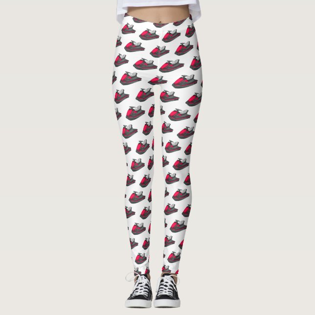 Jet ski cartoon illustration leggings (Front)