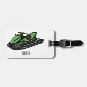 Jet ski cartoon illustration luggage tag