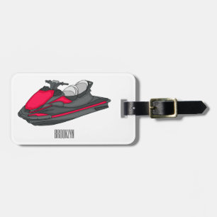 Jet ski cartoon illustration luggage tag
