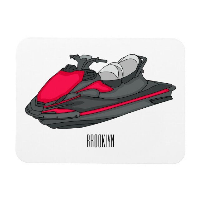 Jet ski cartoon illustration magnet (Horizontal)