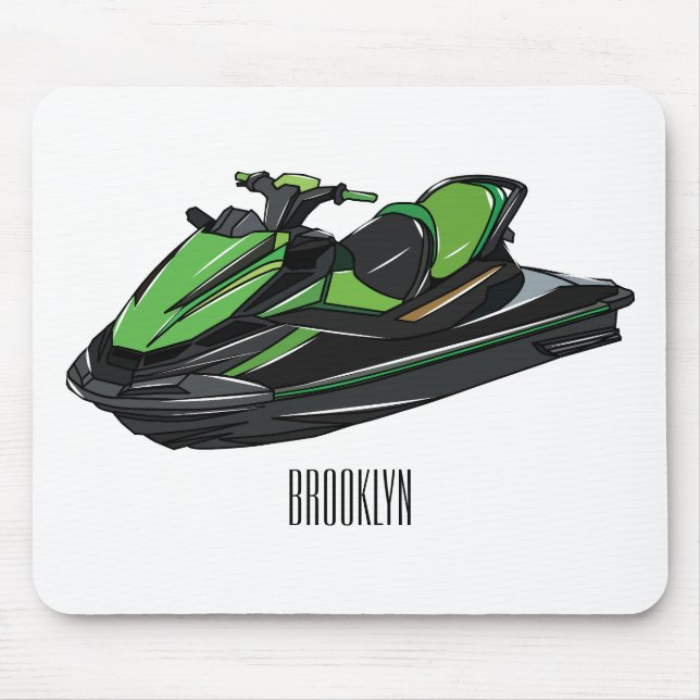 Jet ski cartoon illustration mouse pad (Front)