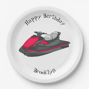 Jet ski cartoon illustration paper plate