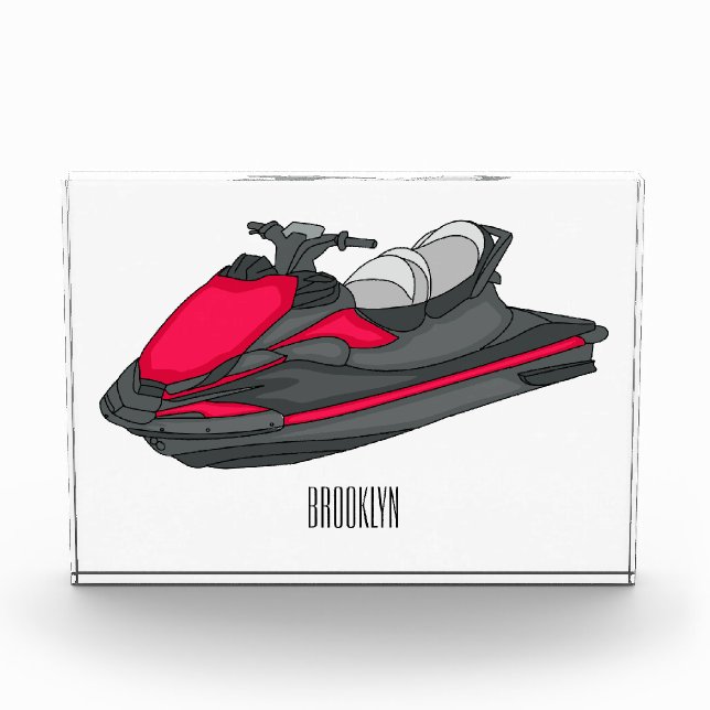 Jet ski cartoon illustration photo block (Front)