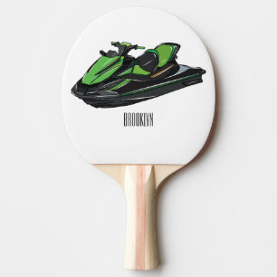 Jet ski cartoon illustration ping pong paddle