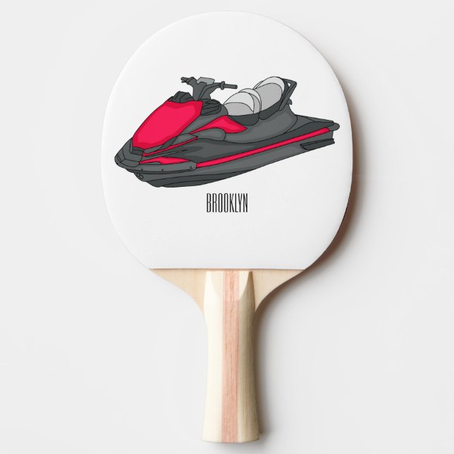 Jet ski cartoon illustration ping pong paddle (Front)