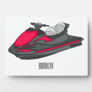 Jet ski cartoon illustration plaque