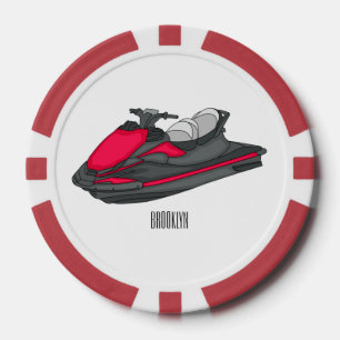 Jet ski cartoon illustration poker chips