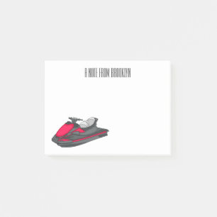 Jet ski cartoon illustration post-it notes