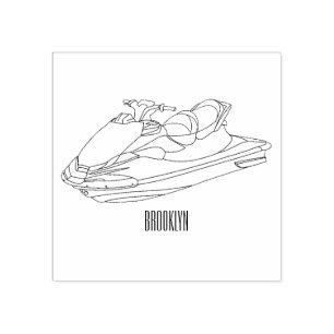 Jet ski cartoon illustration rubber stamp