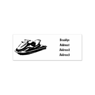 Jet ski cartoon illustration rubber stamp