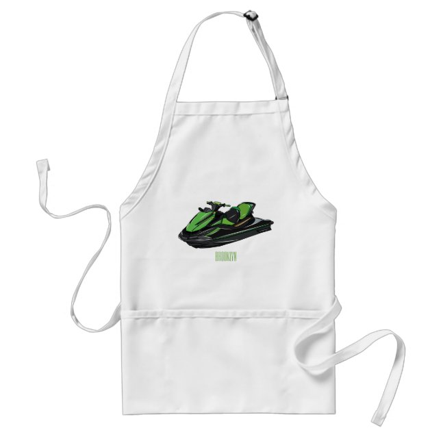 Jet ski cartoon illustration standard apron (Front)