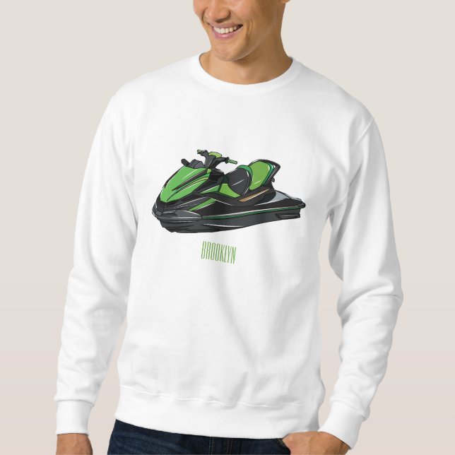 Jet ski cartoon illustration sweatshirt (Front)
