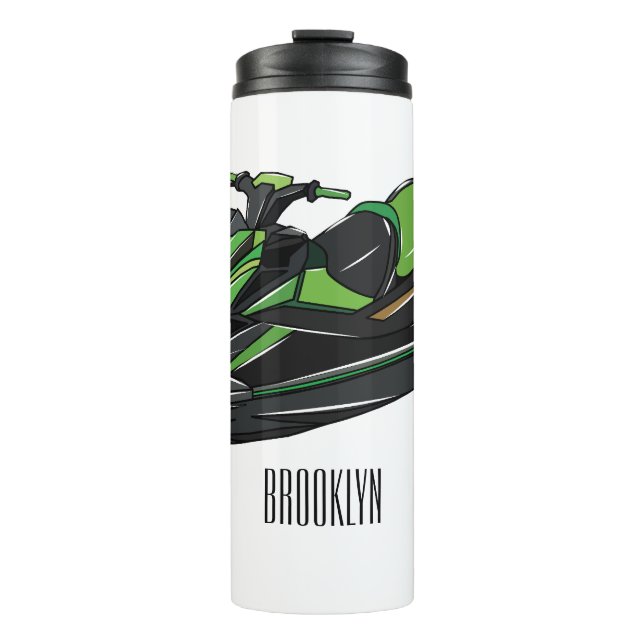 Jet ski cartoon illustration thermal tumbler (Front)