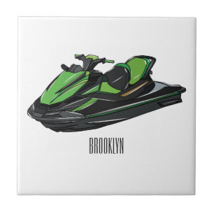 Jet ski cartoon illustration tile