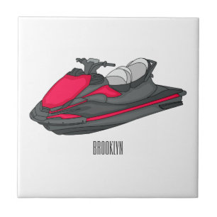 Jet ski cartoon illustration tile