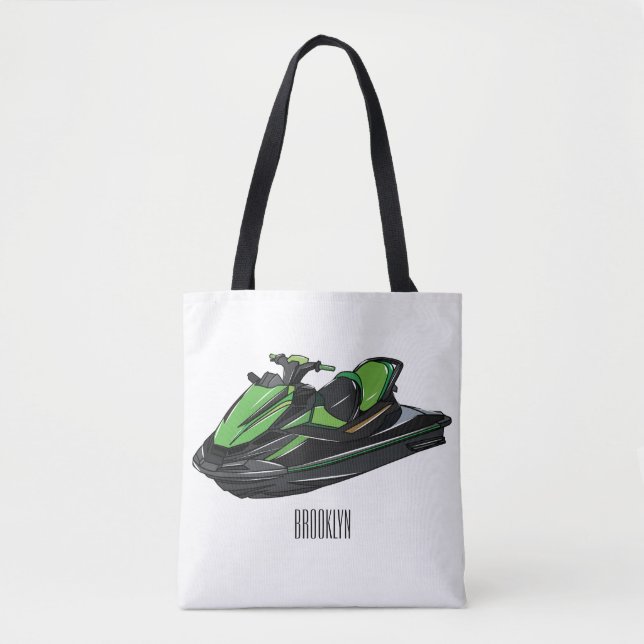 Jet ski cartoon illustration tote bag (Front)