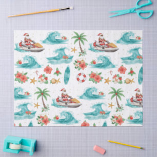 Jet Ski Christmas Holiday with Santa Claus Tissue Paper
