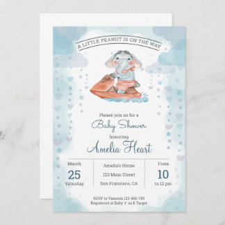 Jet ski elephant Baby Shower Invitation
