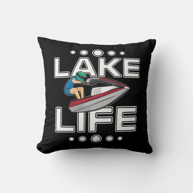 Jet Ski Gift Lake Life Beach Holiday Funny Jetski Cushion (Front)
