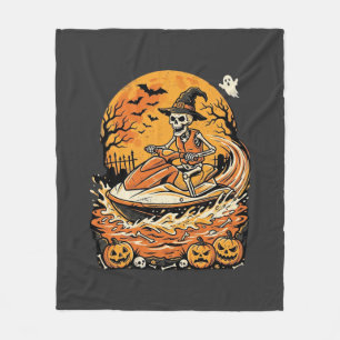 Jet Ski Halloween Skeleton Witch Pumpkin Design_1 Fleece Blanket