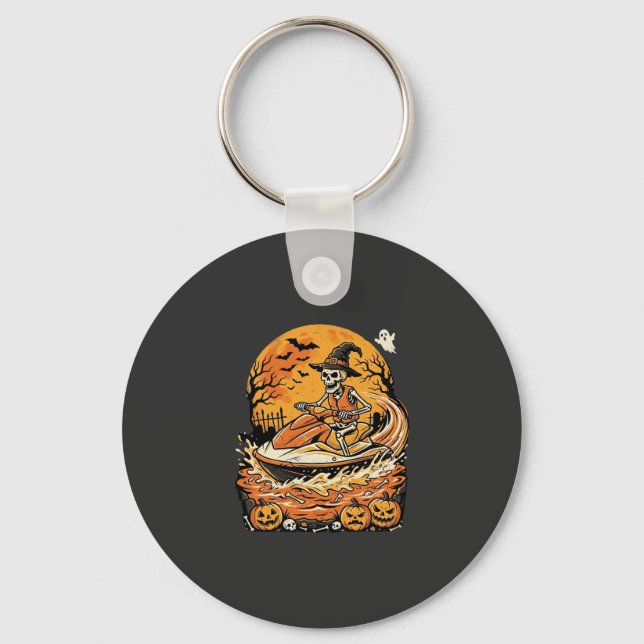 Jet Ski Halloween Skeleton Witch Pumpkin Design_1 Key Ring (Front)