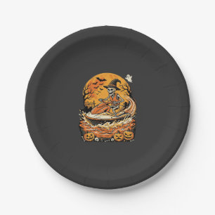 Jet Ski Halloween Skeleton Witch Pumpkin Design_1 Paper Plate