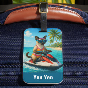 Jet Ski in the sea for Sport water and Cat lovers Luggage Tag