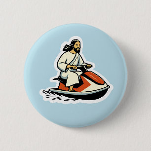 Jet-Ski Jesus 6 Cm Round Badge