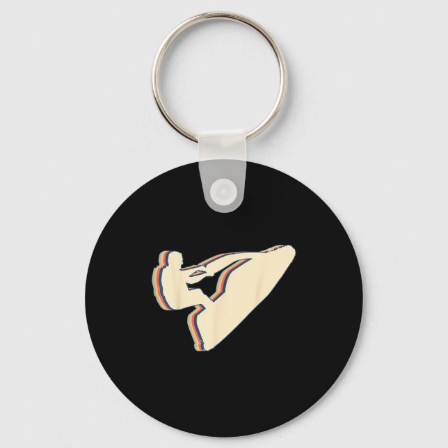 Jet ski jet skiing retro line art  key ring (Front)