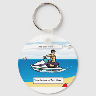 Jet Ski - Male Cartoon by PrintedPerfection.com Key Ring