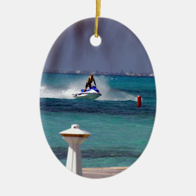Jet Ski Paradise Ceramic Tree Decoration (Front)