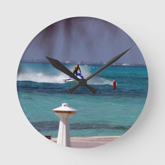 Jet Ski Paradise Round Clock (Front)