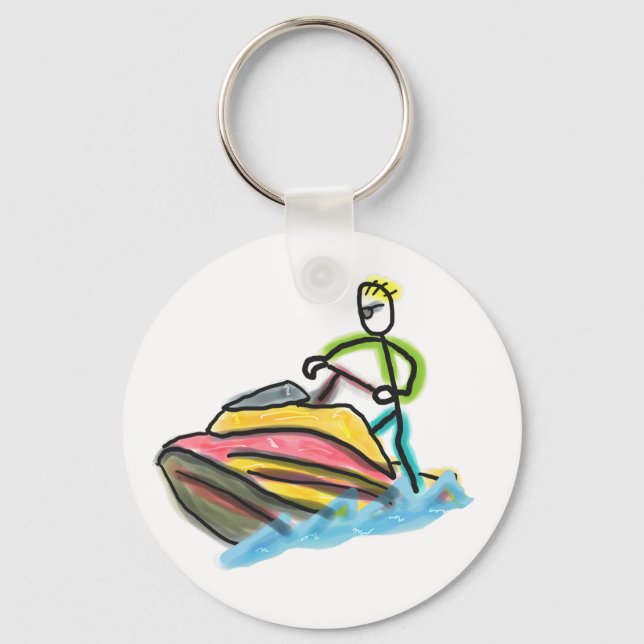 Jet Ski Stickman Key Ring (Front)
