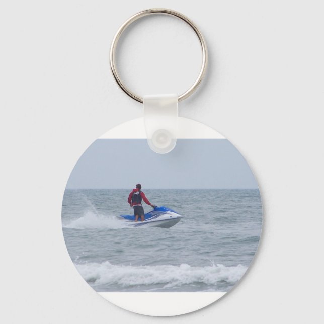 jet skiing at the beach key ring (Front)